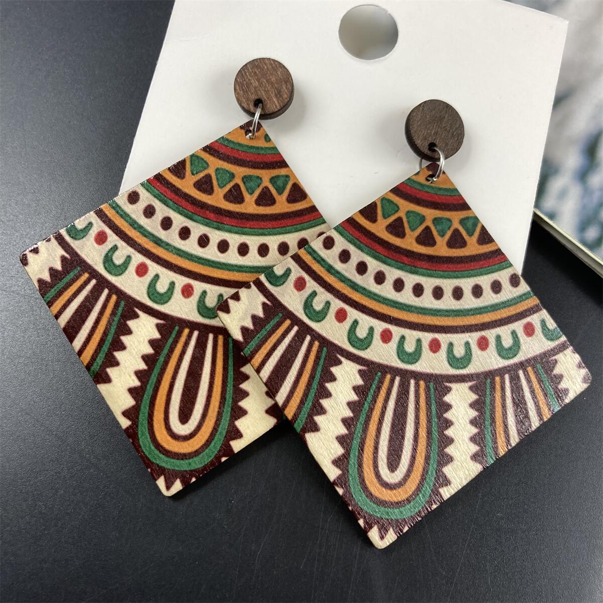 Wholesale Bohemian Vintage Wooden Earrings ACC-ES-FX002