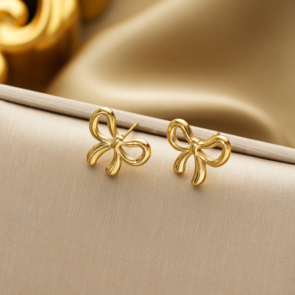 Wholesale Titanium Steel Gold Bow Pendant Necklace - Fashion Accessory for Boutique Resale