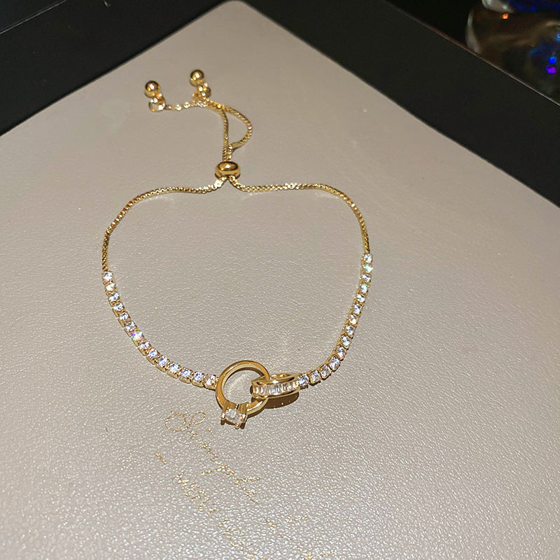 Wholesale Copper Zircon Slub Adjustable Bracelet