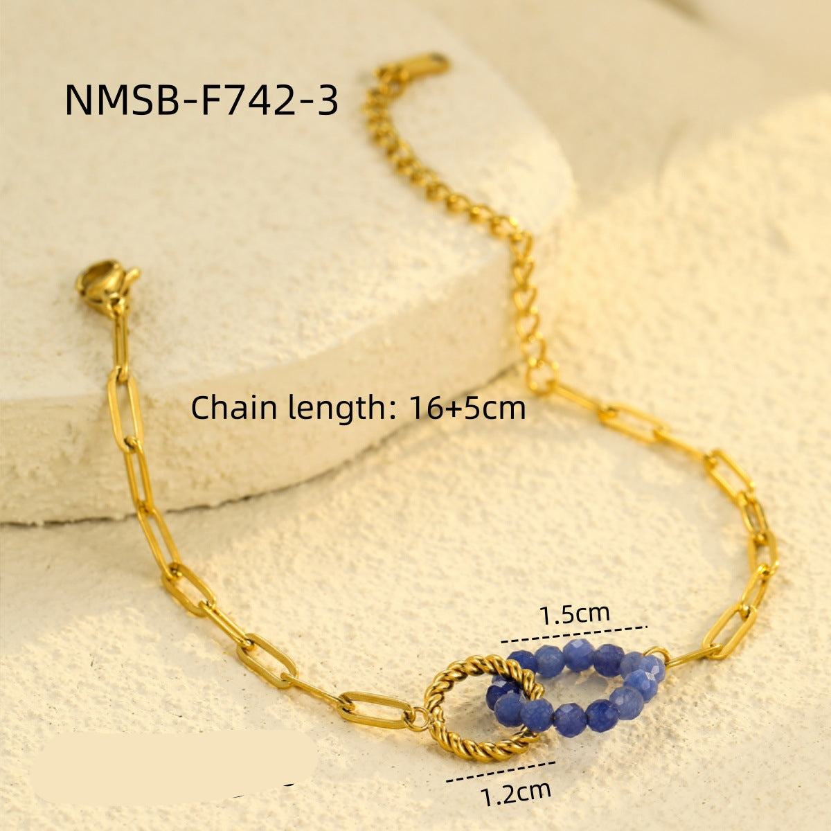 Wholesale retro natural stone stainless steel bracelet