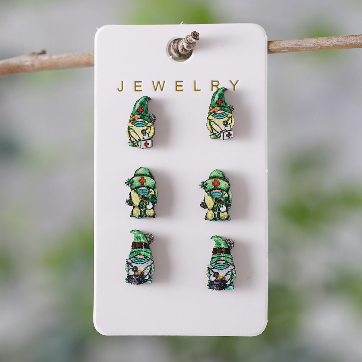 Wholesale St. Patrick's Day green clover horseshoe rainbow hat earrings set