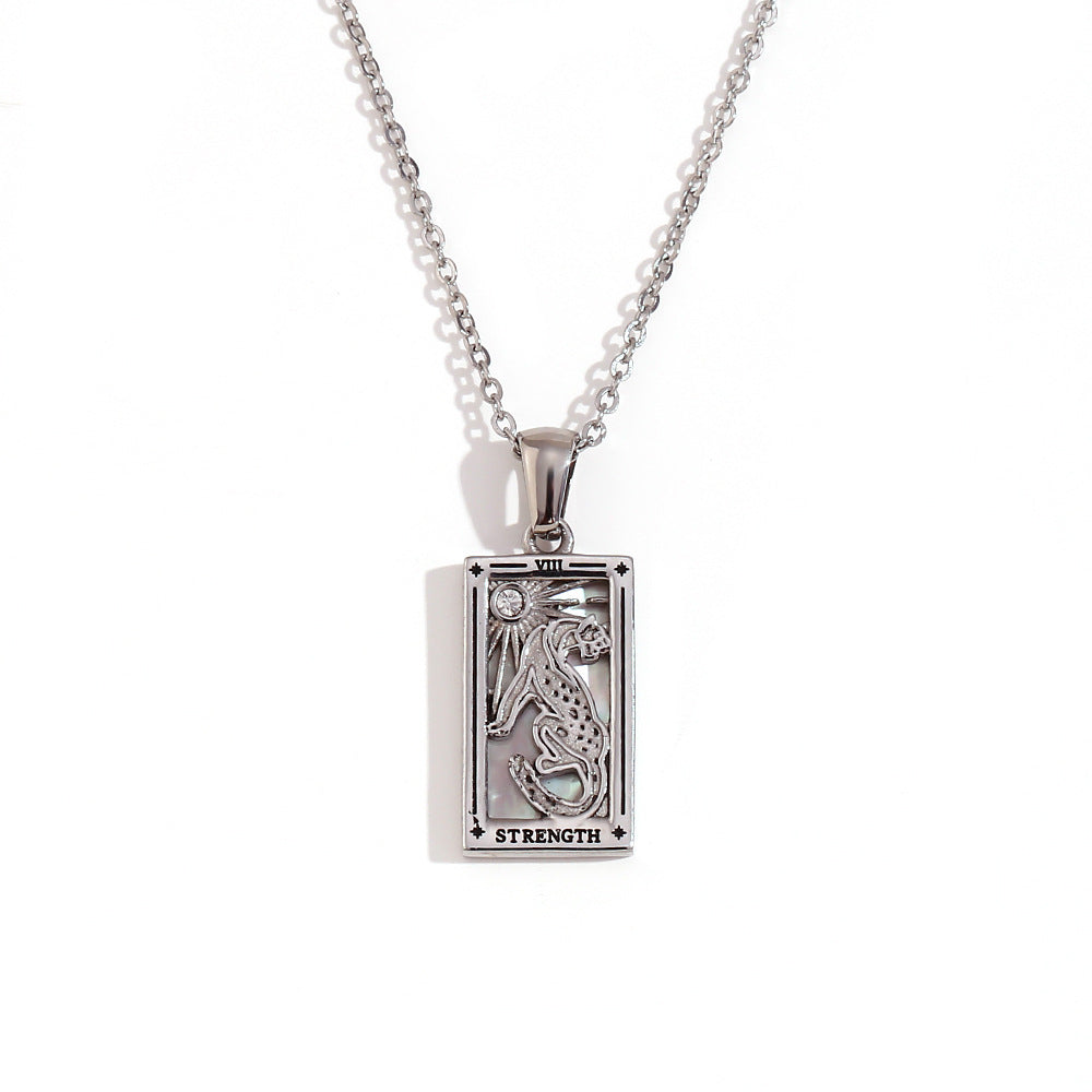 Wholesale Tarot Pendant Necklace 18K Gold Plated Stainless Steel Retro Trendy Jewelry Gift