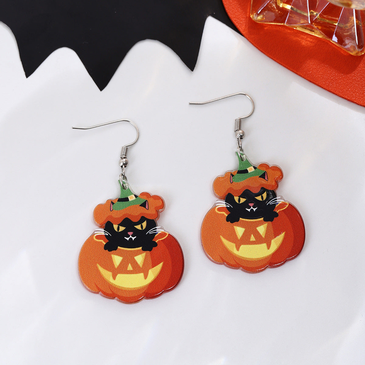 Wholesale Cartoon Horror Bat Acrylic Halloween Earrings ACC-ES-MDD040