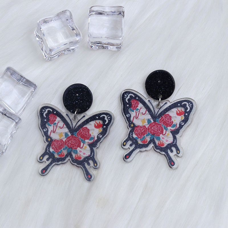 Wholesale Bohemian Style Printed Butterfly Acrylic Earrings ACC-ES-DA009