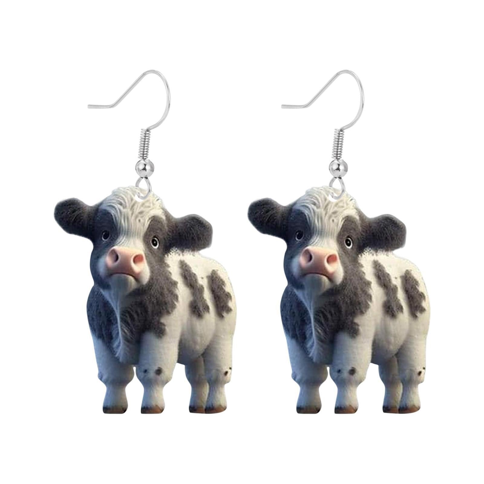 Wholesale Cartoon Colorful Cow Flat Acrylic Earrings ACC-ES-YuanJi001
