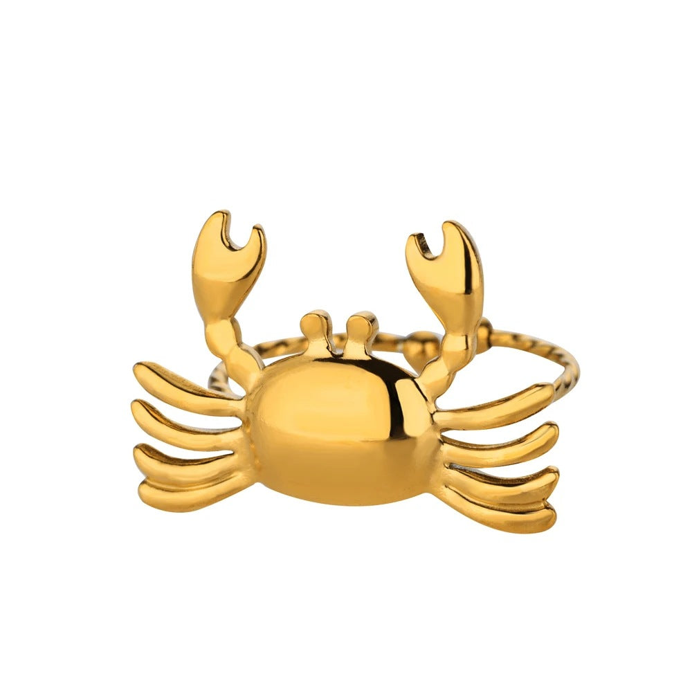 Wholesale Crab Shaped Open Ring Drip Oil Stainless Steel Fashion Accessory Gift