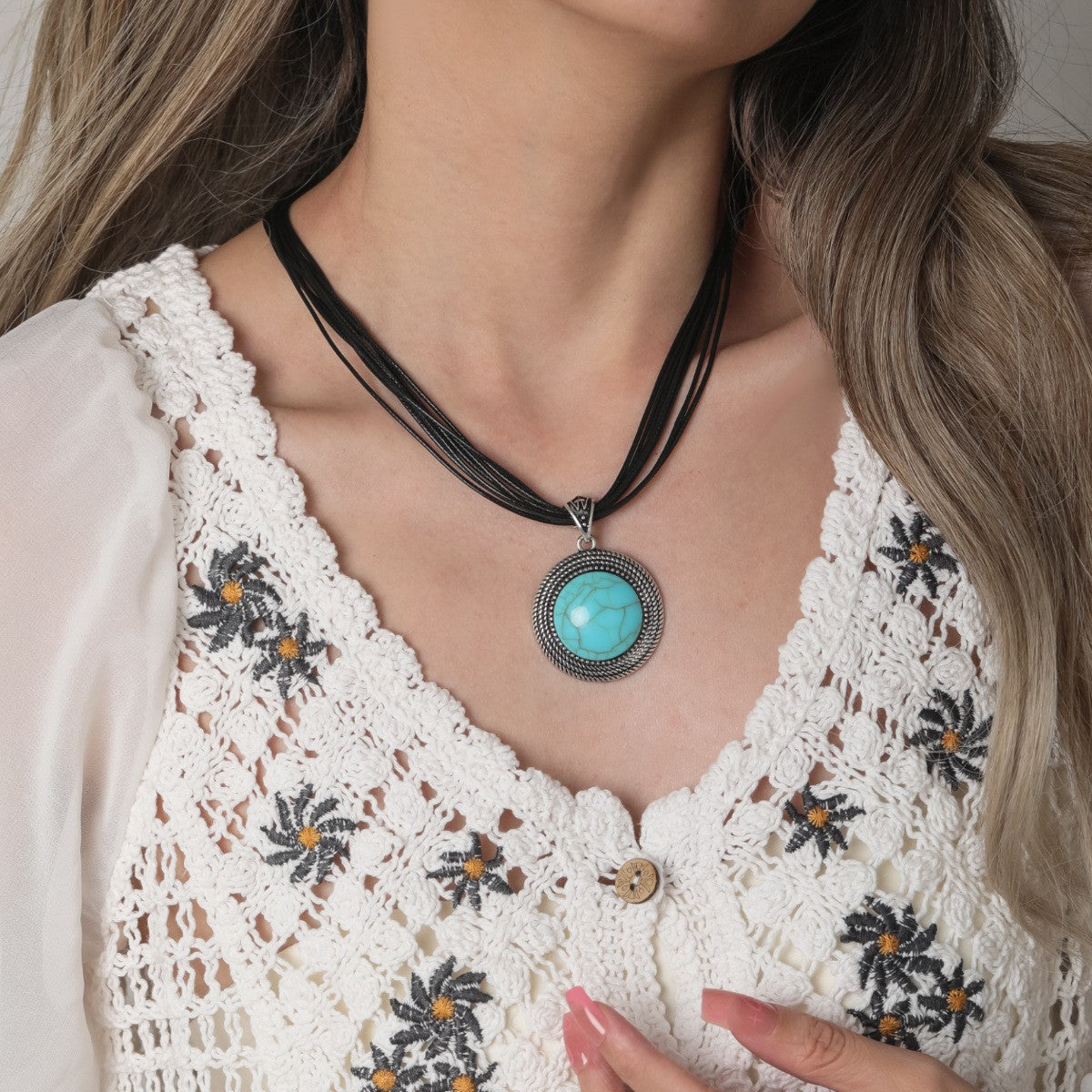 Wholesale Bohemian Vintage Ethnic Turquoise Necklace ACC-NE-JunJie014