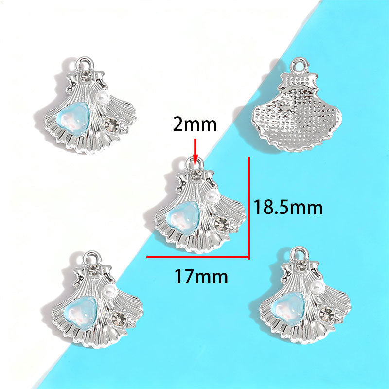 Wholesale Electroplated Zinc Alloy Blue Star Moon Resin Inlay Pendant Charms For DIY Jewelry Making Bag Charm Keychain Everyday Wear