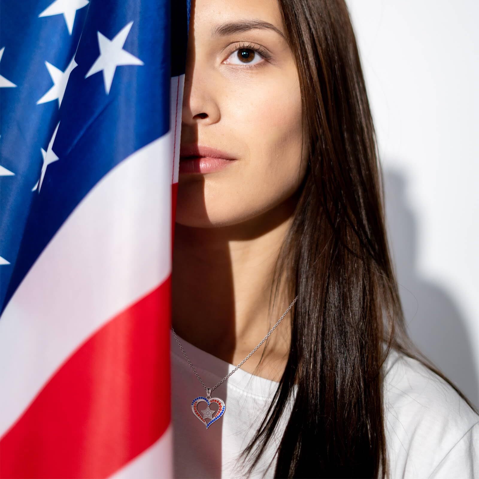 Wholesale  Independence Day Diamond-encrusted Love Clavicle Chain