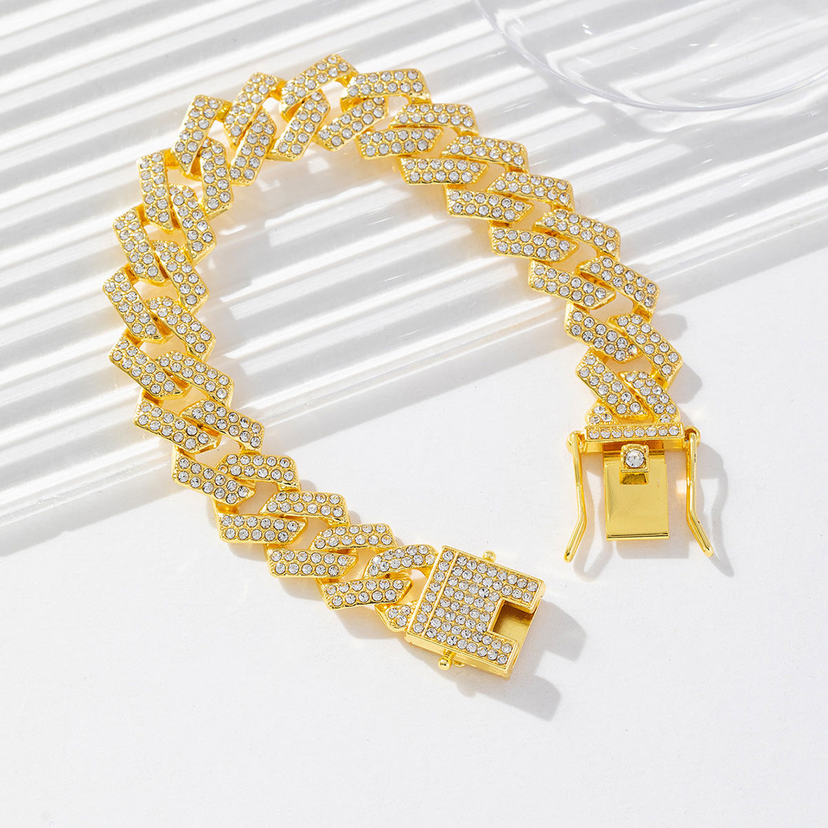 Wholesale Hip-hop Style Alloy Full Diamond Diamond Cuban Chain Men's Necklace ACC-NE-MeiWeite001