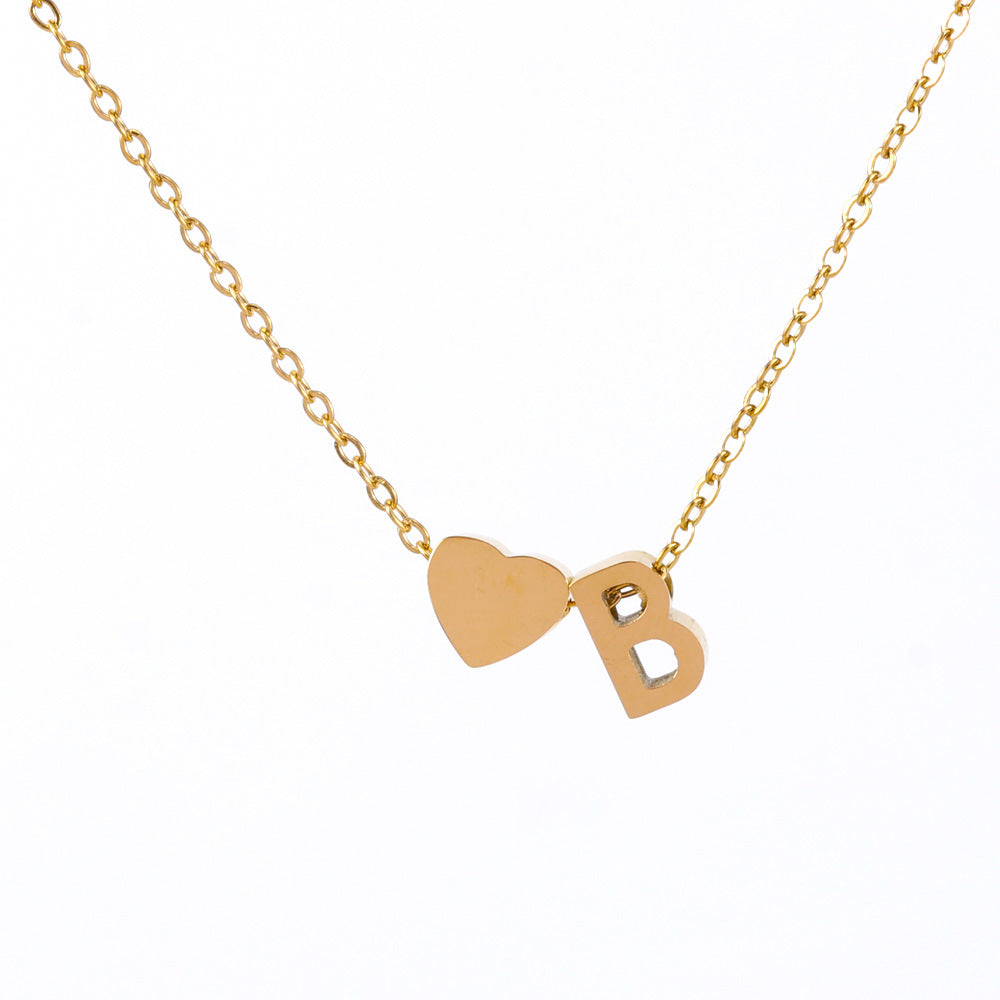 Wholesale 18K Gold Titanium Steel Letter Love Necklace ACC-NE-FeiLing004