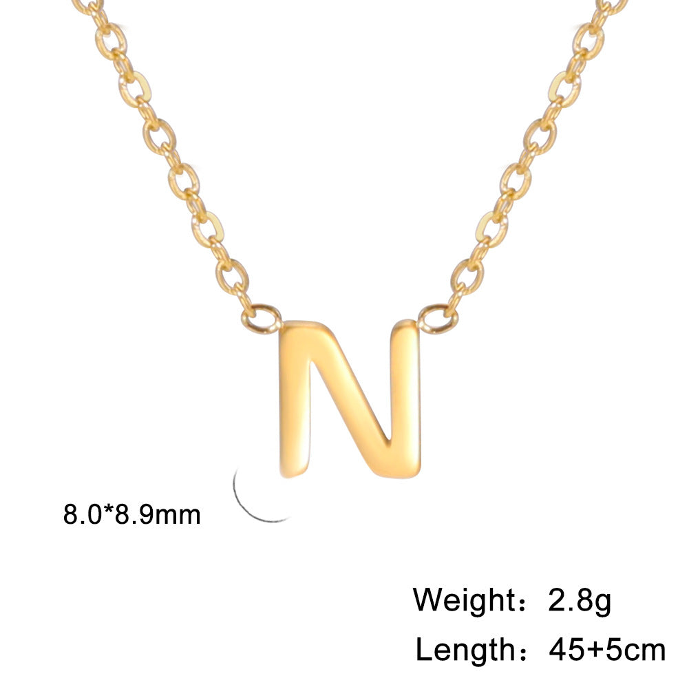 Wholesale Letter Gold 18k Real Gold Electroplated Stainless Steel Necklace