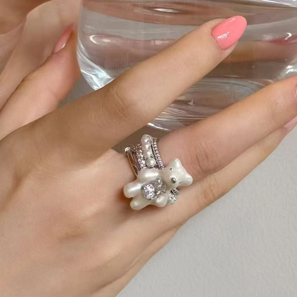 Wholesale  Cute Bear  Pearl Ring