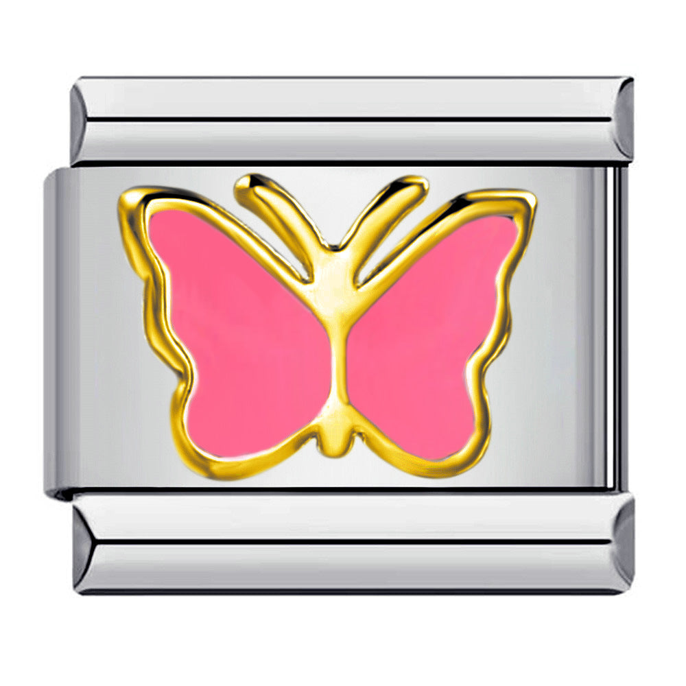 Wholesale Italian Charm Bracelet 9mm DIY Splicing Removable Love Butterfly Stainless Steel Composable Bracelet