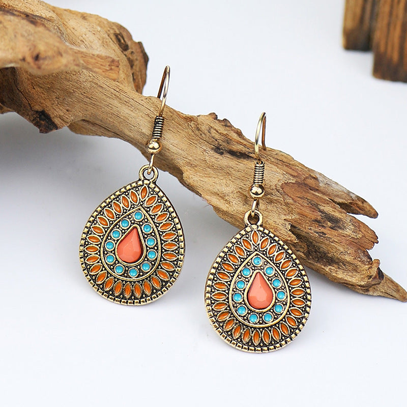 Wholesale Alloy Clear Drip Oil Geometric Bohemian Earrings for Women Fashion Accessory