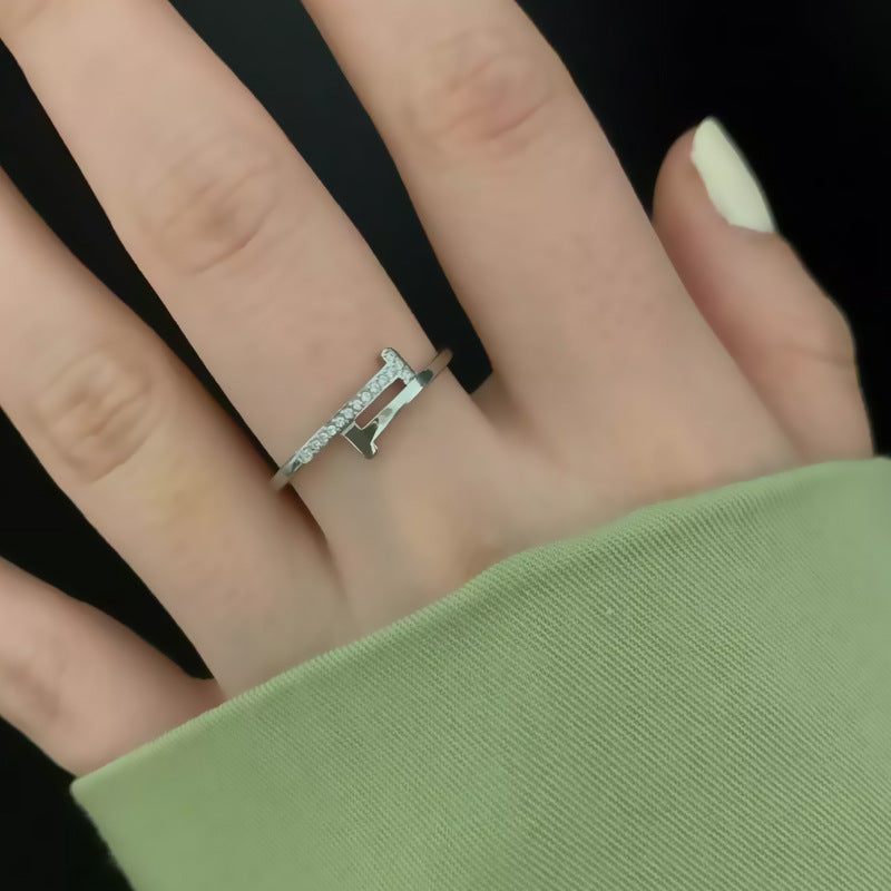 Wholesale Steel titanium ring with rhinestones