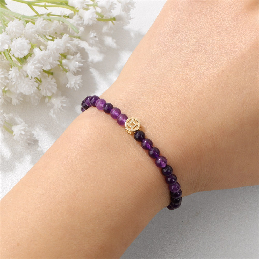 Wholesale Natural Crystal Bracelet 4mm Handmade Beaded Copper Bracelet