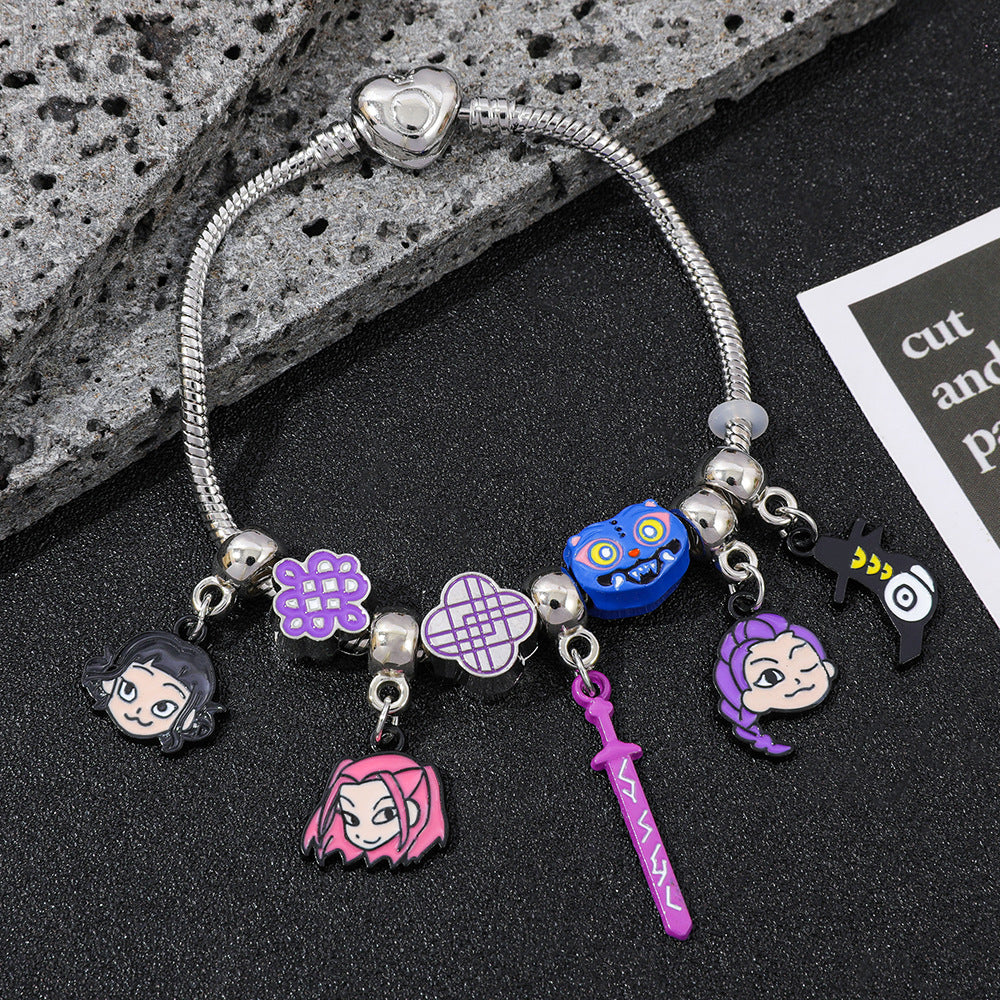 Wholesale Kpop anime DIY beaded alloy oil drop bracelet