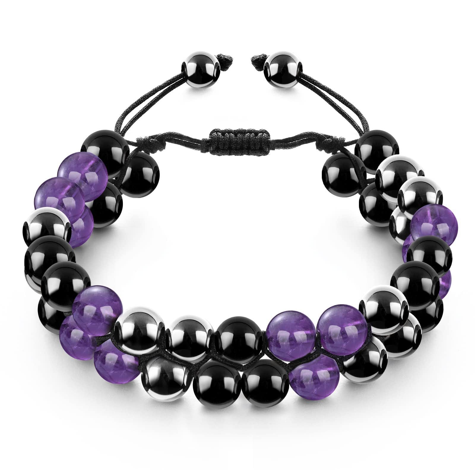 Wholesale Natural Tiger Eye &  Hematite Double Row Bracelet,  Handmade Unisex Everyday Gift Jewelry