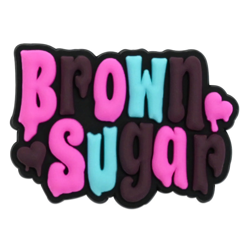 Wholesale Random 100pcs Black Girl Series  PVC Soft Rubber Shoe Buckle Decoration