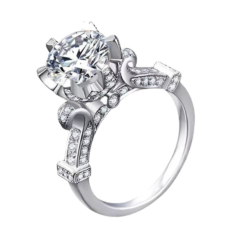 Wholesale  six-claw group inlaid luxury  diamond 90-point diamond ring