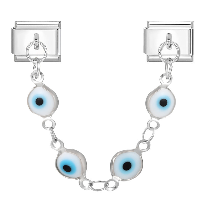 Wholesale Hearts and Love Italian Charms DIY square double-pendant Creative Stainless Steel Composable Bracelet