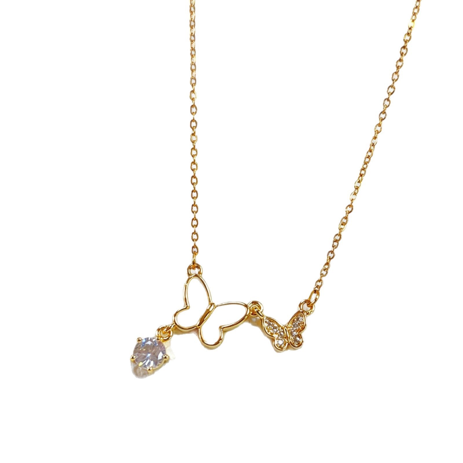 Wholesale Gold Double Butterfly Rhinestone Choker Necklace Fashion Jewelry Gift for Women