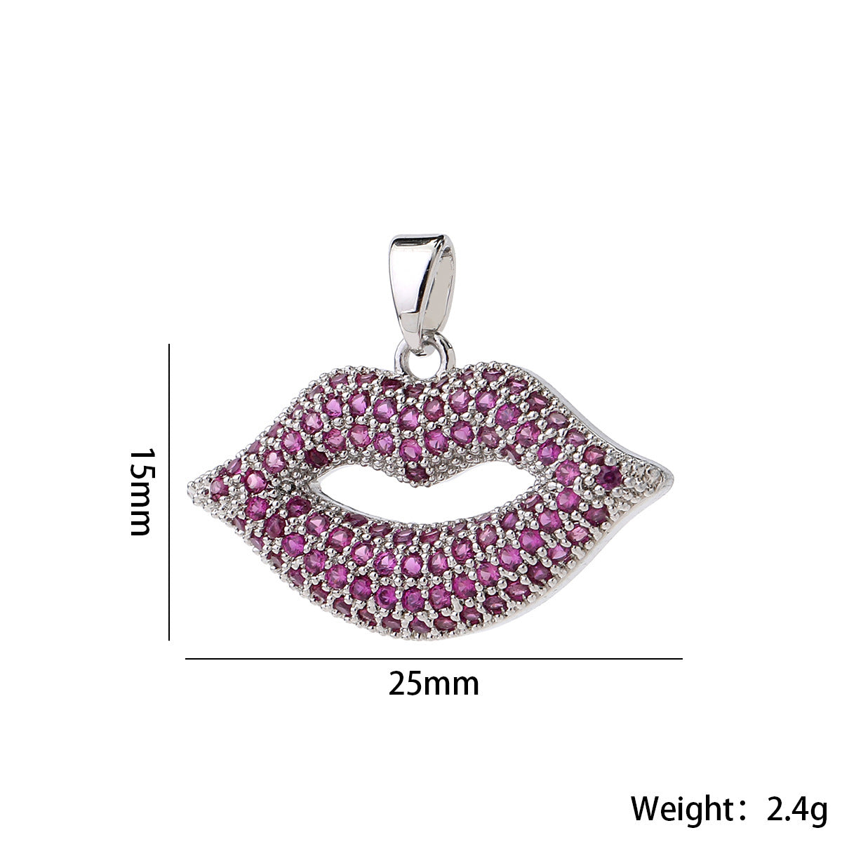 Wholesale Lip Shape Zircon Pendant Gold Plated Necklace Charm DIY Jewelry Making Fashion Accessory
