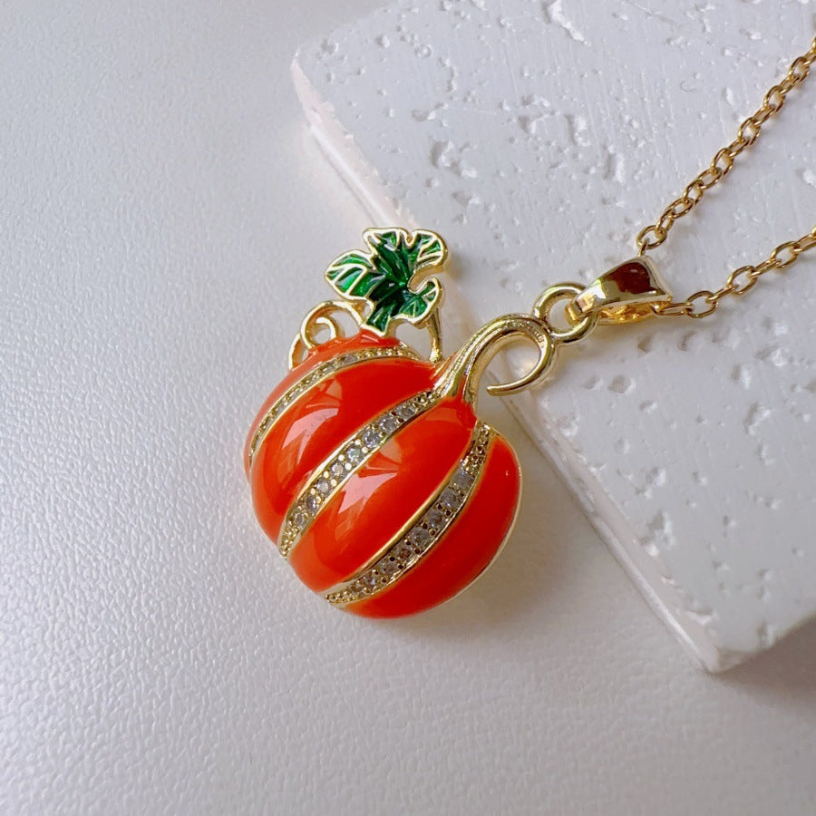 Wholesale Thanksgiving  Green Leaf Pumpkin Flower Necklace