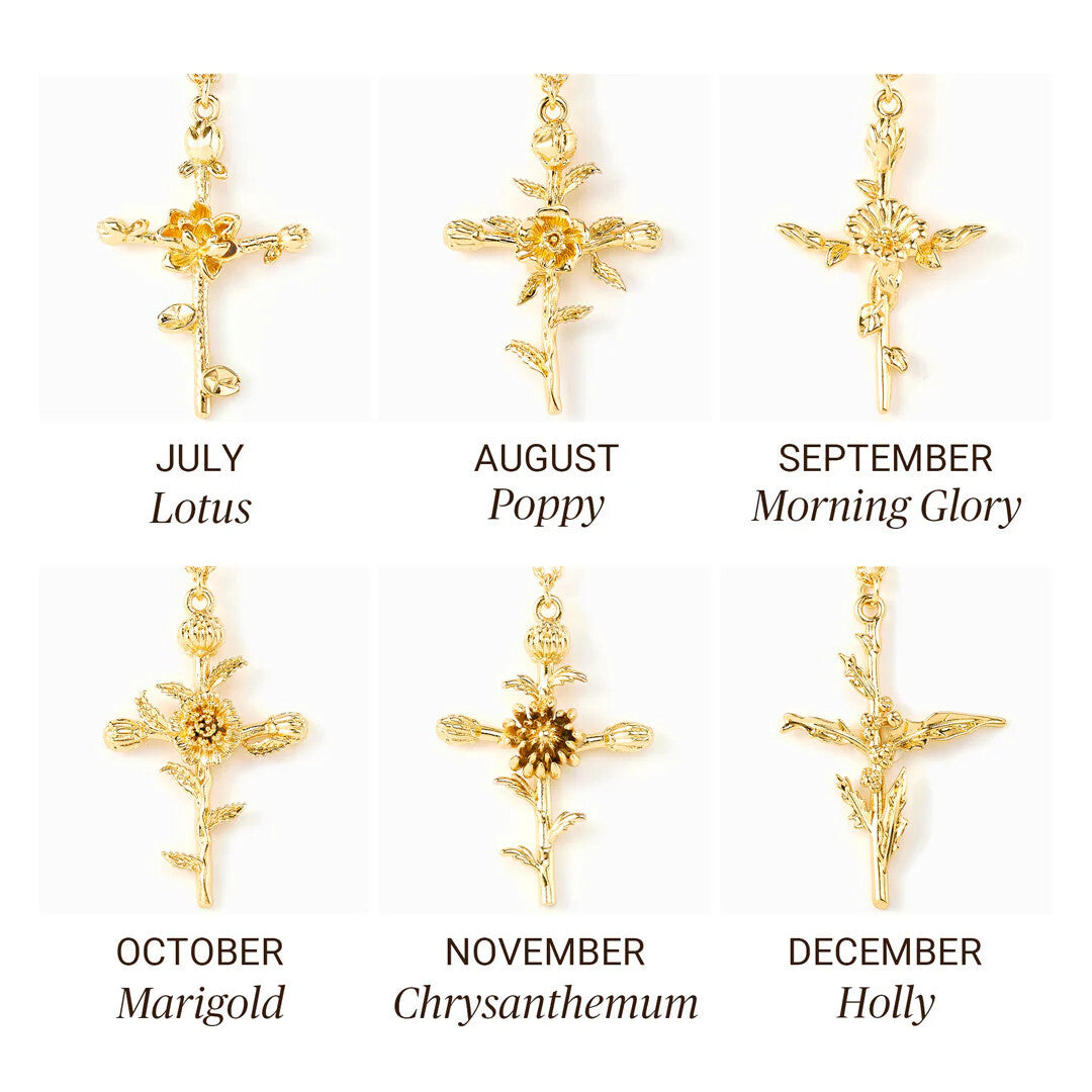 Wholesale  Friendship Necklace December Flower Necklace Mother's Day Stereo Vacuum Color Preservation