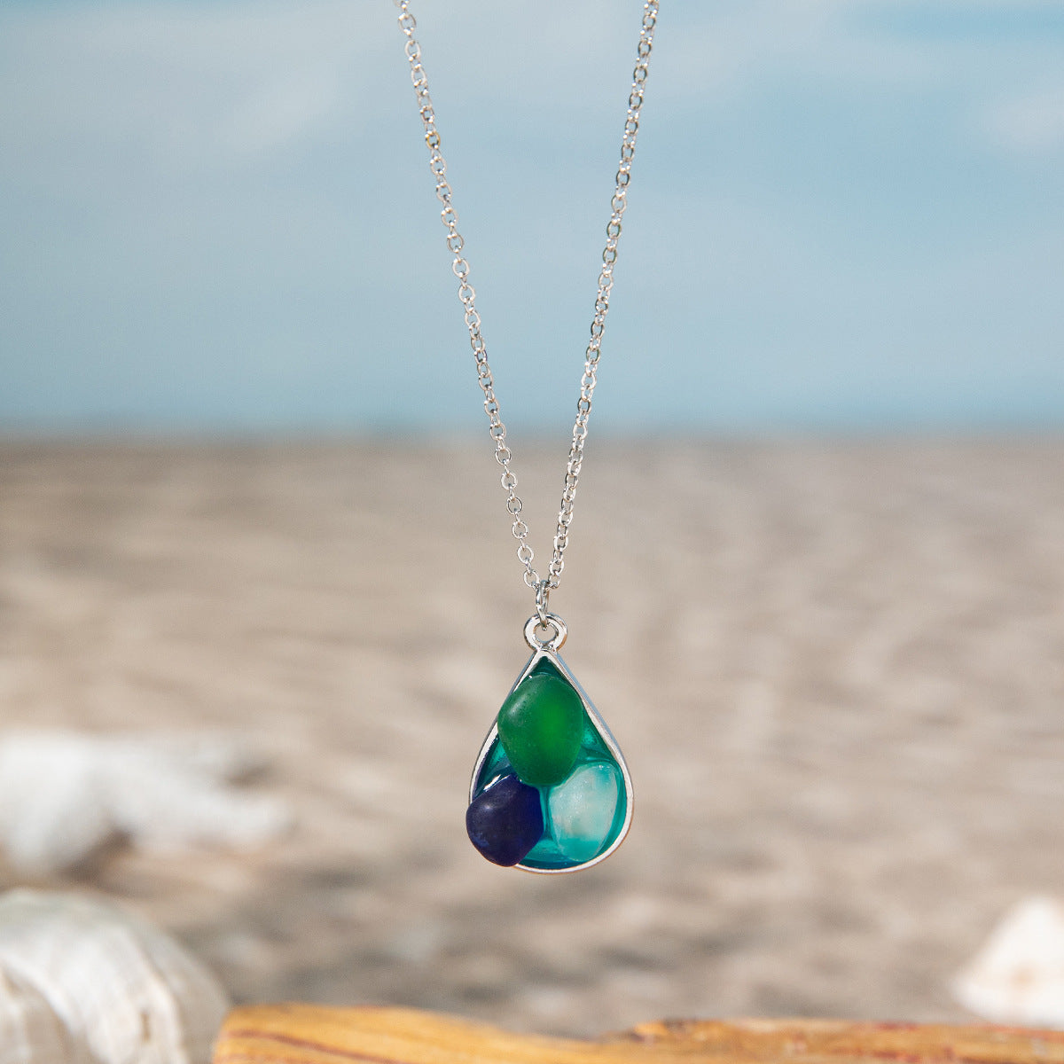 Wholesale Ocean Style Beach Sea Glass Necklace