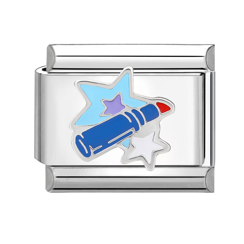 Wholesale Italian Charm Bracelet 9mm DIY Splicing Creative Pattern Stainless Steel Composable Bracelet