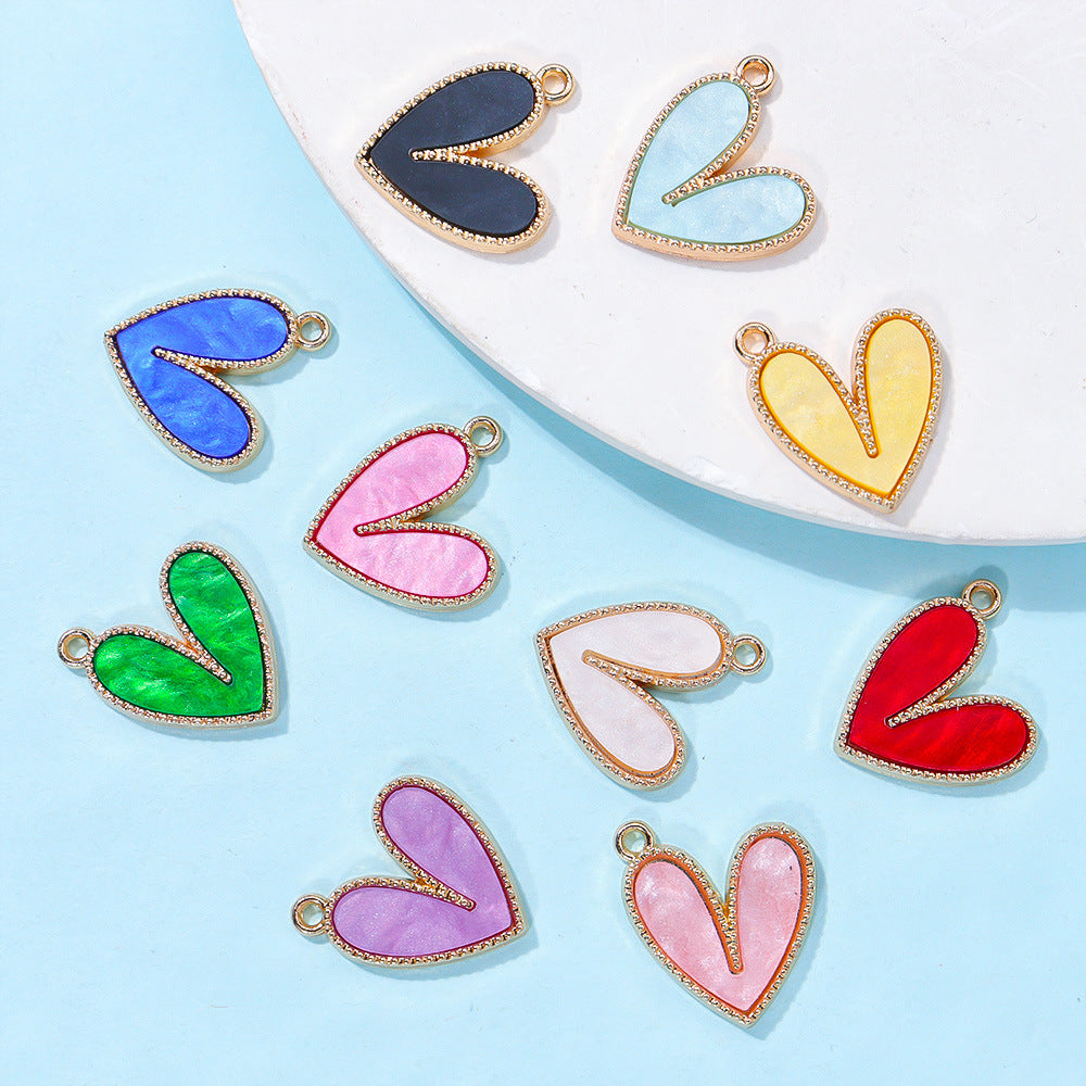 Wholesale 20pcs/ pack Acrylic Peach Heart Heart Alloy Pendant Pendant DIY Jewelry