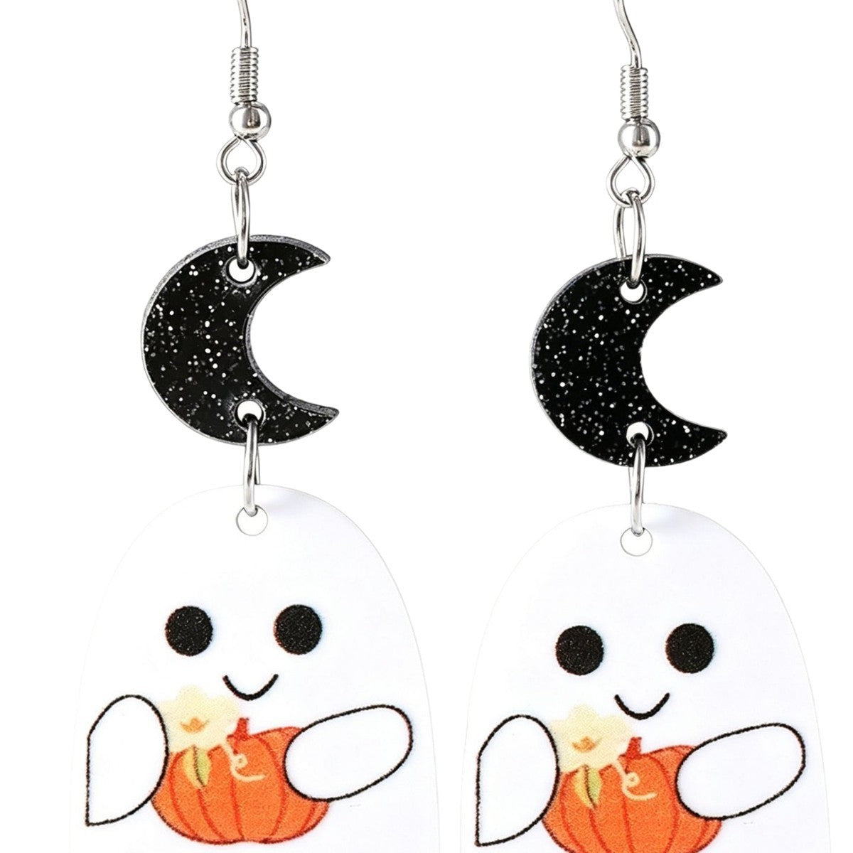 Wholesale  Acrylic Earrings Double-Sided Printed Ghost Cat Pumpkin Drop Earrings Party Gift