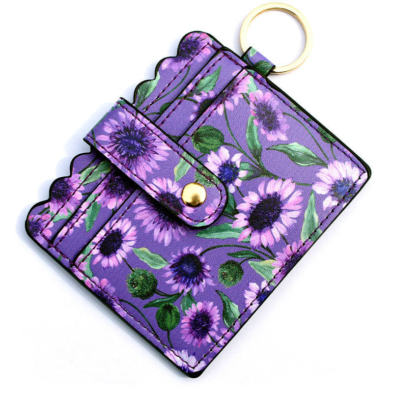 Wholesale Western Style Leopard Plaid Flower Card Holder Keychain ACC-KC-QiuXue001