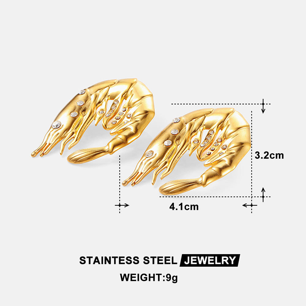 Wholesale Ocean Conch Rhinestone Pearl Earrings Stainless Steel Statement Ear Studs Fashion Accessory