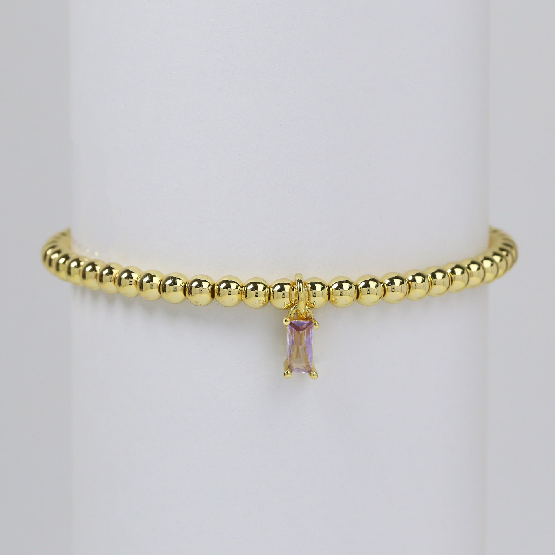 Wholesale 18k Golden Twelve birthstone December Stone Color Sugar Zircon Pendant Copper Beads  Bracelet