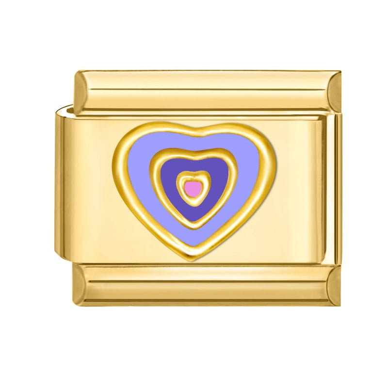 Wholesale Stainless Steel DIY Heart Shaped Bracelet Charms Electroplated Gold Colorful Love Theme Jewelry Making Accessories