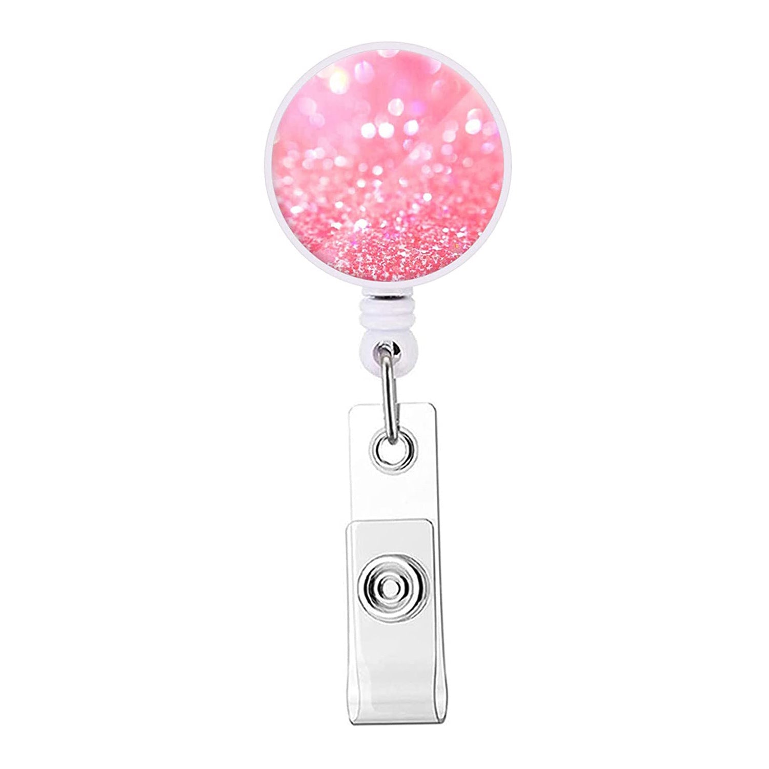 Wholesale Badge Reels Glitter Easy Pull Buckle Rotating ABS Retractable Keychains