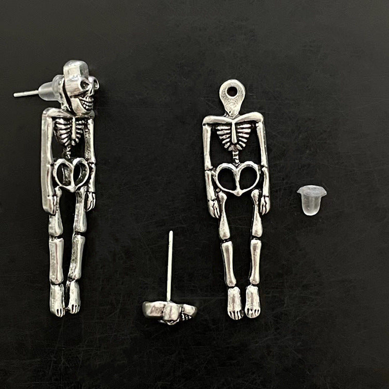 Wholesale Halloween skull skeleton simulation human skeleton detachable stud earrings