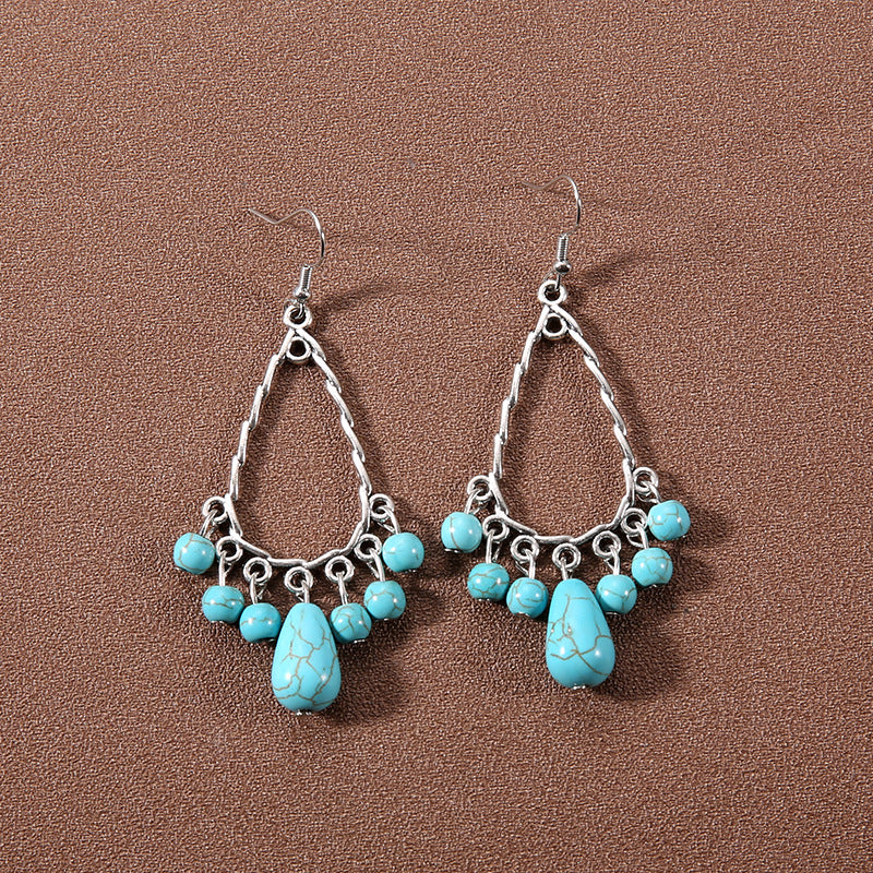 Wholesale Bohemian Tassel Turquoise Earrings Retro Ethnic Style ACC-ES-Gumi002