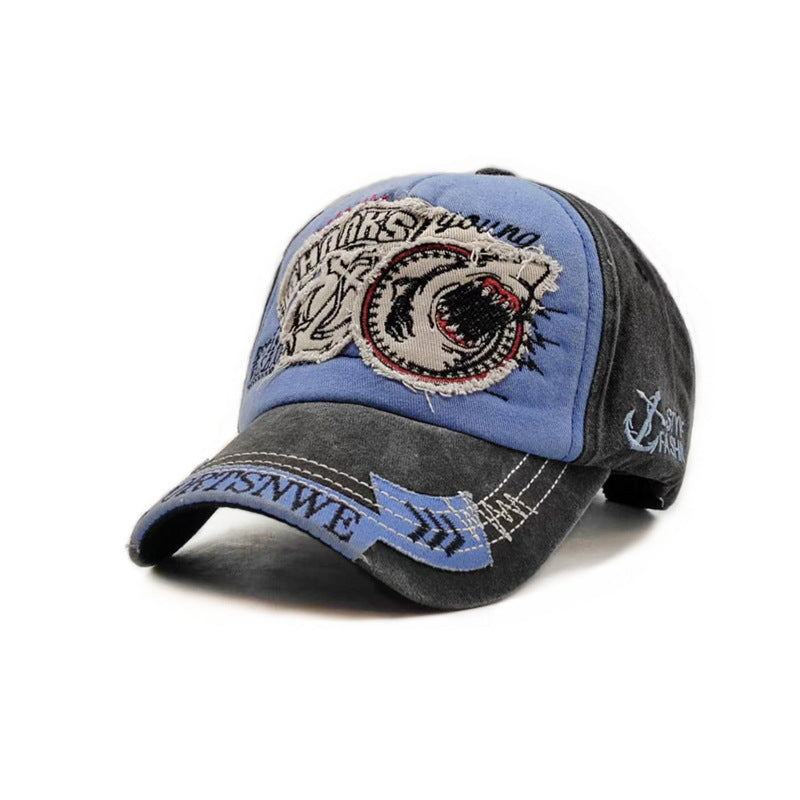 Wholesale Letter Shark Hat Denim Embroidery Baseball Cap