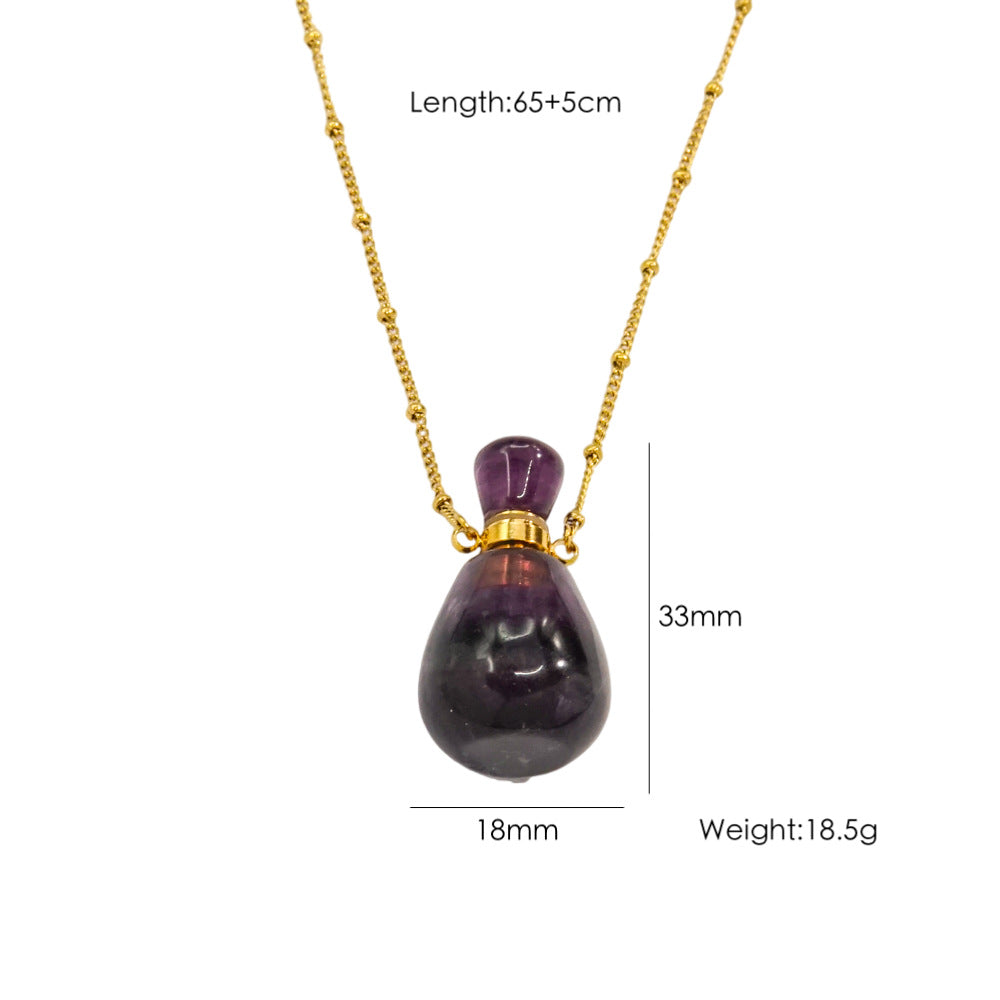 Wholesale Light Luxury Natural Stone Aroma Bottle Pendant Stainless Steel Necklace
