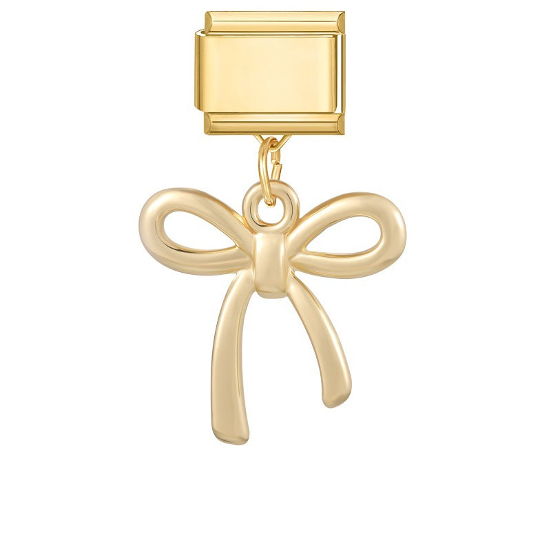 Wholesale Gold Bow Dog Pendant DIY Bracelet - Chic Fashion Accessory Gift