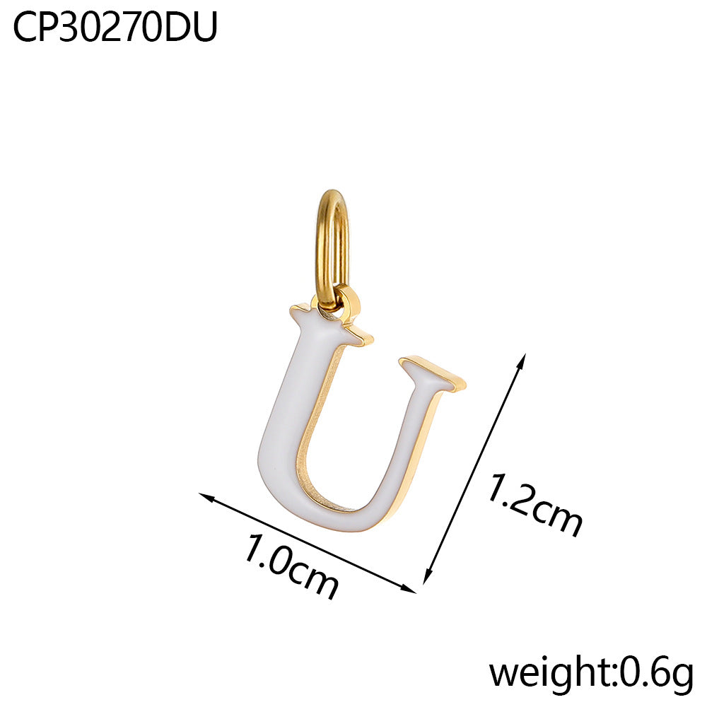 Wholesale Colorful 26 English letters oil-dripping stainless steel vacuum electroplating pendant