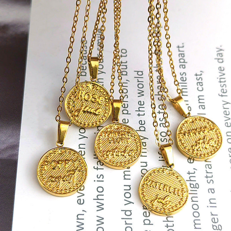 Wholesale Vintage 18K Stainless Steel December Flowers Pendant Necklaces ACC-NE-GuDi007