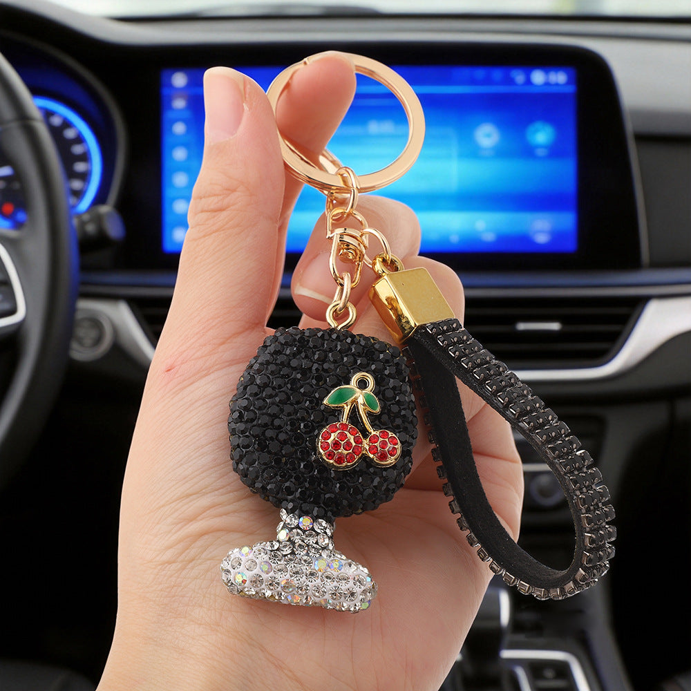 Wholesale Cross-Border Wine Glass Keychain with Diamonds,  Mini Wine Glass Car Keychain Pendant,  Creative Bag Accessories