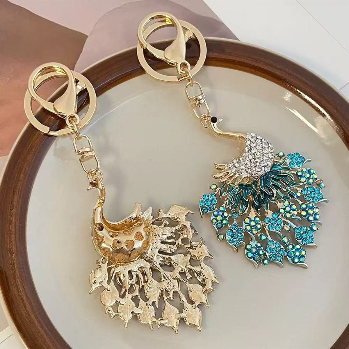 Wholesale Korean Style Peacock Crystal Keychain - Fashion Bag Charm &  Car Key Accessory