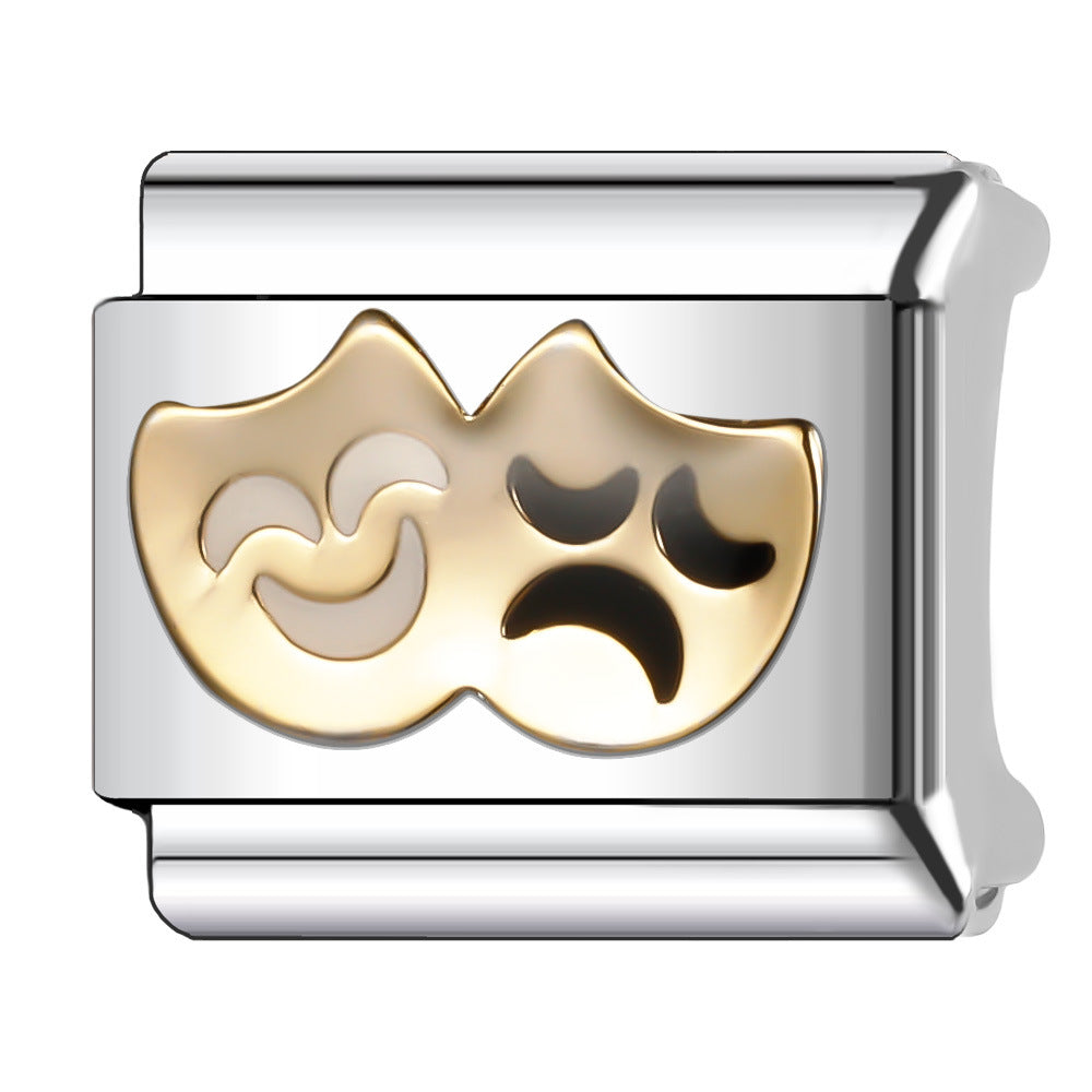 Wholesale Italian Charm Bracelet 9mm DIY Splicing Gold Chess Series Stainless Steel Composable Bracelet