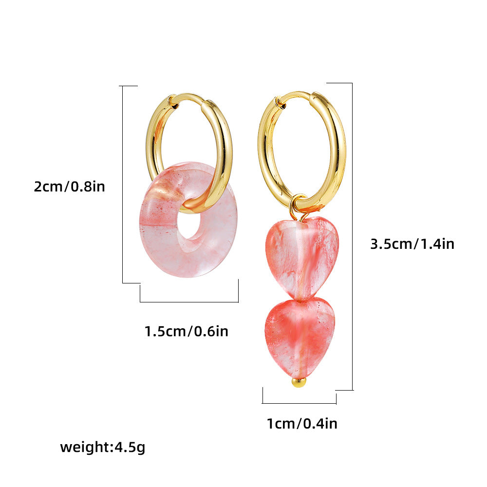 Wholesale love asymmetric earrings 18K gold stainless steel earrings